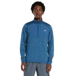 Herren Sweatshirts - New Balance Athletics Heat Grid 1/2 Zip - Dark Shoreline Blue-Dark Shoreline Blue