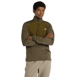 Herren Sweatshirts - New Balance Athletics Heat Grid 1/2 Zip - Woodland Heather-Woodland Heather