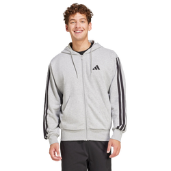 Heren Hoodies - adidas Essentials 3-Stripes French Terry Hoodie - Medium Grey Heather-Black