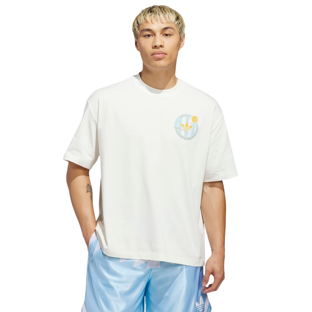 Adidas Originals Basketball Crest T-shirt Uomo - Magliette Bianco - Taglia XXL - Jersey di cotone