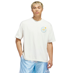 Heren T-Shirts - adidas Originals Basketball Crest T-shirt - Off White-Icey Blue