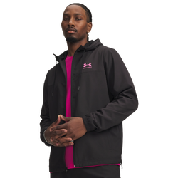 Men Track Tops - Under Armour Rival - Ultimate Black-Ultimate Black-Pink Frenzy