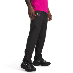Men Pants - Under Armour Rival - Ultimate Black-Ultimate Black-Pink Frenzy
