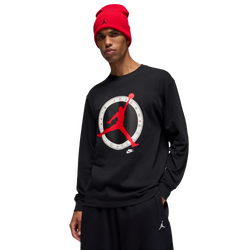 Men T-Shirts - Jordan Flight Club Long Sleeve T Shirt - Black-University Red