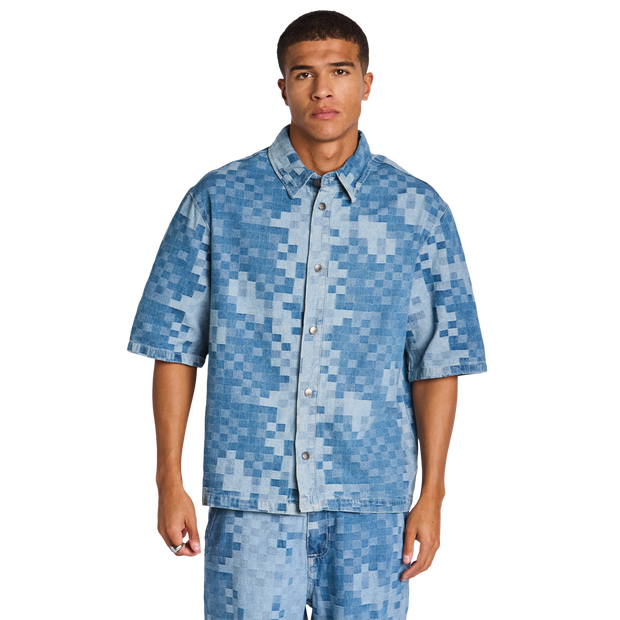 Future Past Pixel Herren T-Shirts - Blau - Größe L - Baumwollkörper Blue L