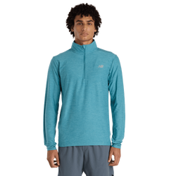 Uomo Track Tops - New Balance Space Dye 1/4 Zip - Big Teal Heather-Slate Grey
