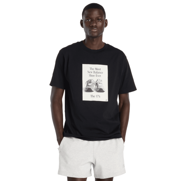 New Balance 574 Men T-Shirts - Black - Size XL - Cotton Jersey