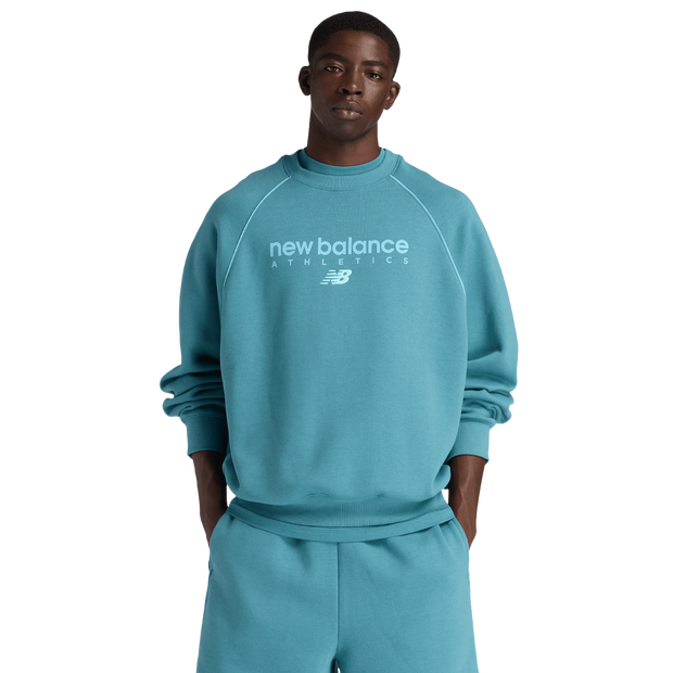 New Balance fleece Men Sweatshirts - Teal - Size M - Cotton Jersey