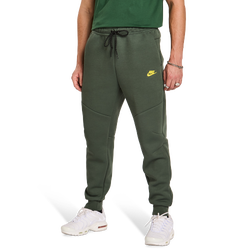 Men Pants - Nike Tech Fleece - Camo Green-Chrome Yellow