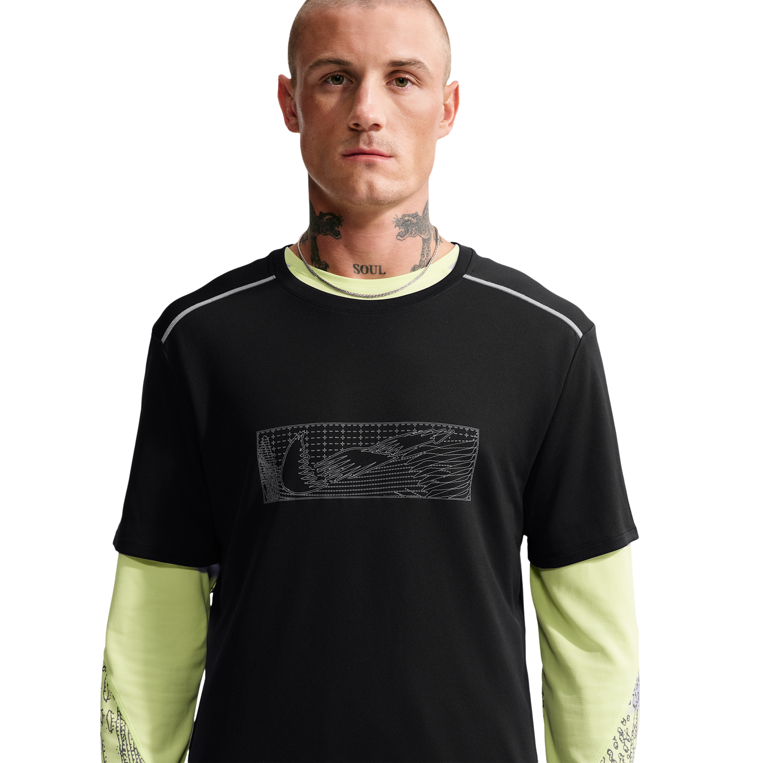 Nike Miler T-shirts Heren - Zwart - Poly Jersey