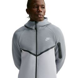 Men Hoodies - Nike Tech Fleece - Cool Grey-Wolf Grey-Metallic Silver