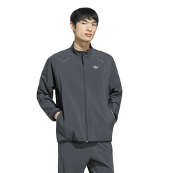 Men Track Tops - adidas Tech Trefoil Essentials Fz Hood Track Top - Night Grey-Night Grey