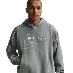 Uomo Hoodies - Nike Air Fleece Pullover Hoodie - Smoke Grey-White
