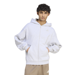 Men Hoodies - adidas Kit Small Logo Full-zip Hoodie - Light Grey Heather-Light Grey Heather