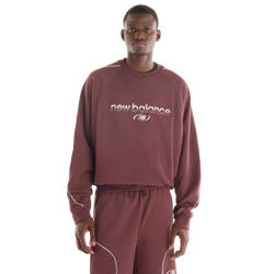 Men Sweatshirts - New Balance Trackside French Terry Crew - Cherry Leather-Cherry Leather