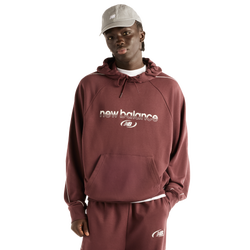 Men Hoodies - New Balance Trackside French Terry Hoodie - Cherry Leather-Cherry Leather