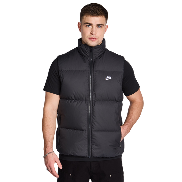 Nike Club Puffer Vest Men Jackets - Black - Size S - Poly Woven