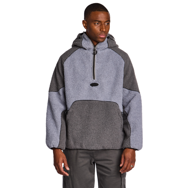 Street Cartel Roma Borg Half Zip Sherpa Uomo - Top da pista Grigio - Taglia XS - Sherpa