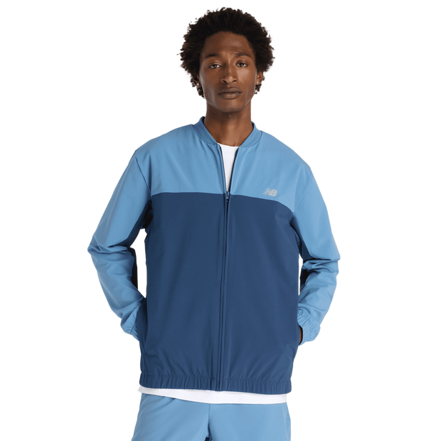 New Balance Stretch Bomber Jacket Jassen Heren - Blauw - Maat L - Poly Jersey