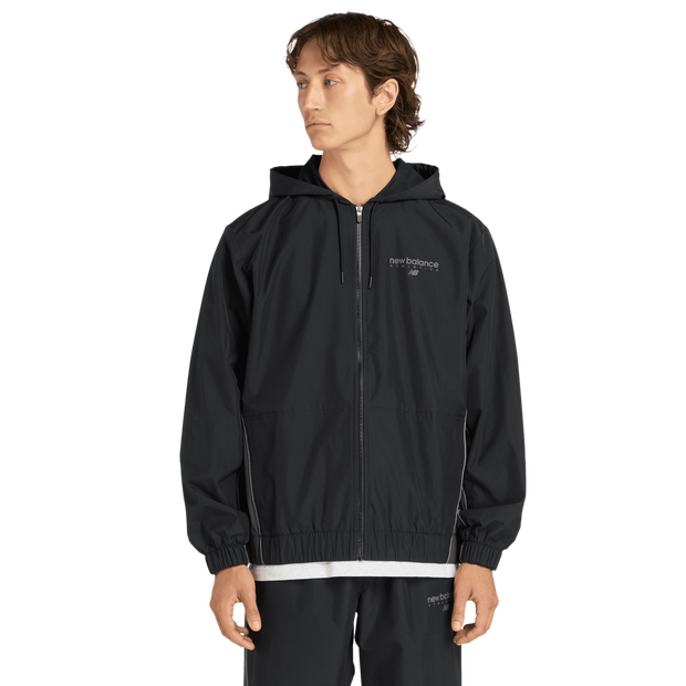 New Balance Trackside Woven Jacket Men Jackets - Black - Size L - Poly Jersey