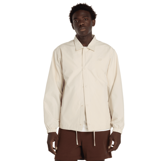 New Balance Lightweight Coaches Jacket Men Jackets - Beige - Size S - Poly Jersey