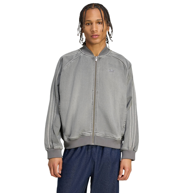 Adidas Sst Adicolor Loose Sst Denim Wash Jacket Uomo - Giacche Grigio - Taglia S - Jersey di cotone