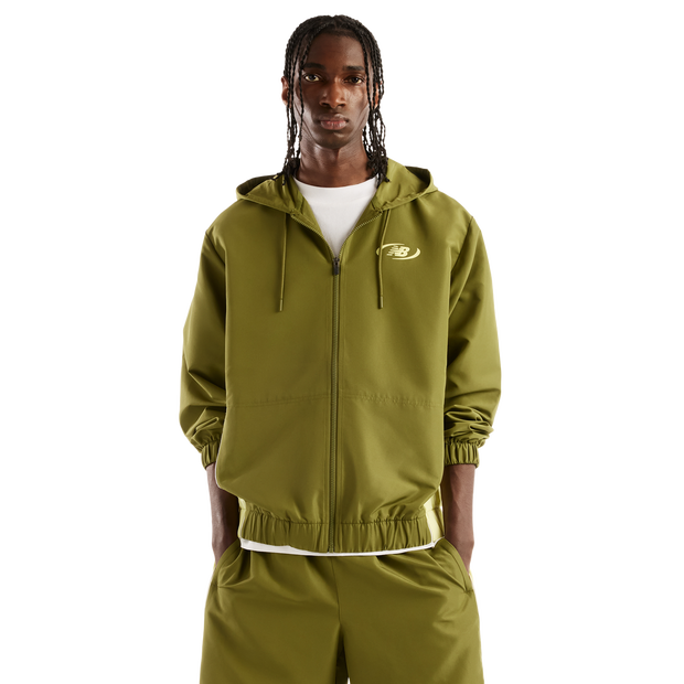 New Balance Trackside Woven Jacket, Men's Green  Jackets,  Size L