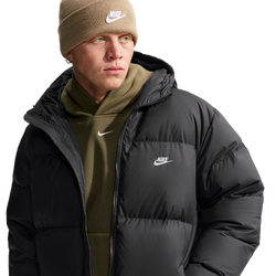 Men Jackets - Nike Club Therma-fit Loose Puffer Jacket - Black-White