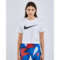 Women T-Shirts - Nike Sportswear Swoosh Crop - White-Black-White
