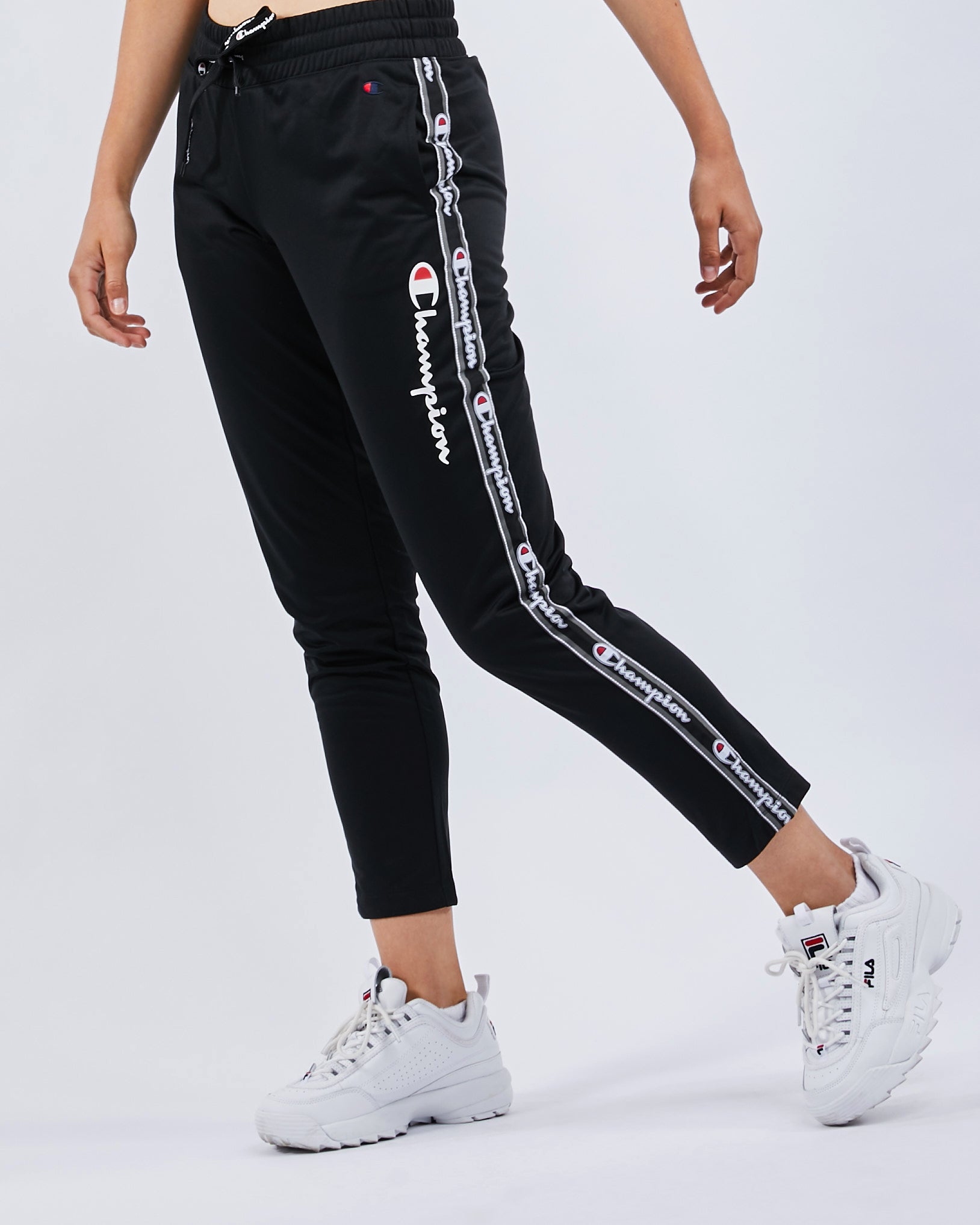 champion tape poly track pants