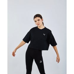 Women T-Shirts - Puma Evide Form Stripe Crop - Black-Black