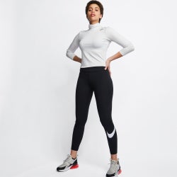 Women Leggings - Nike Essential Swoosh - Black-Black