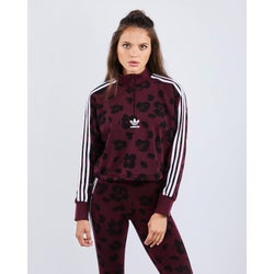 Women Sweatshirts - adidas Bellista Half Zip - Maroon-Maroon-Black