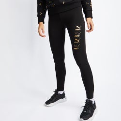 Women Leggings - Puma Brand Love - Black-Gold-Black