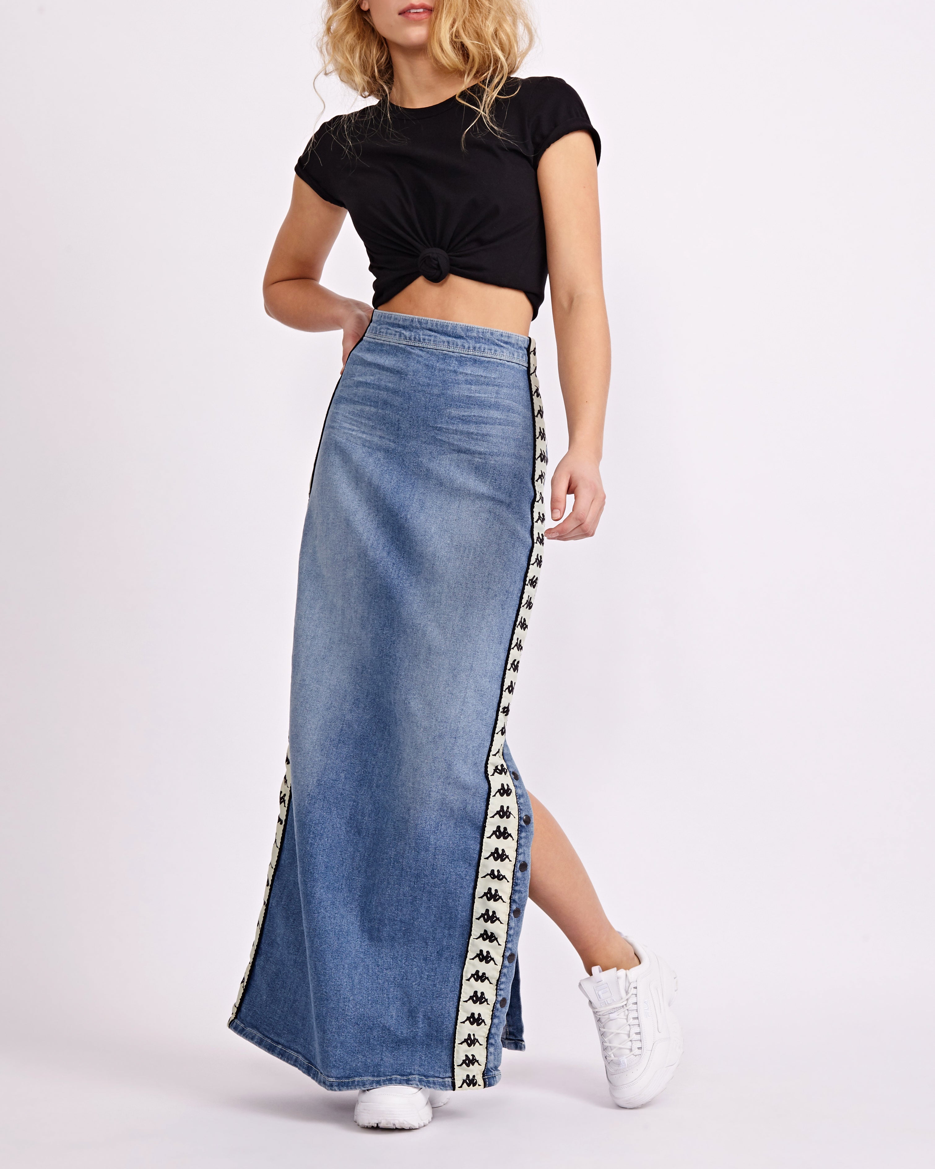 kappa denim skirt