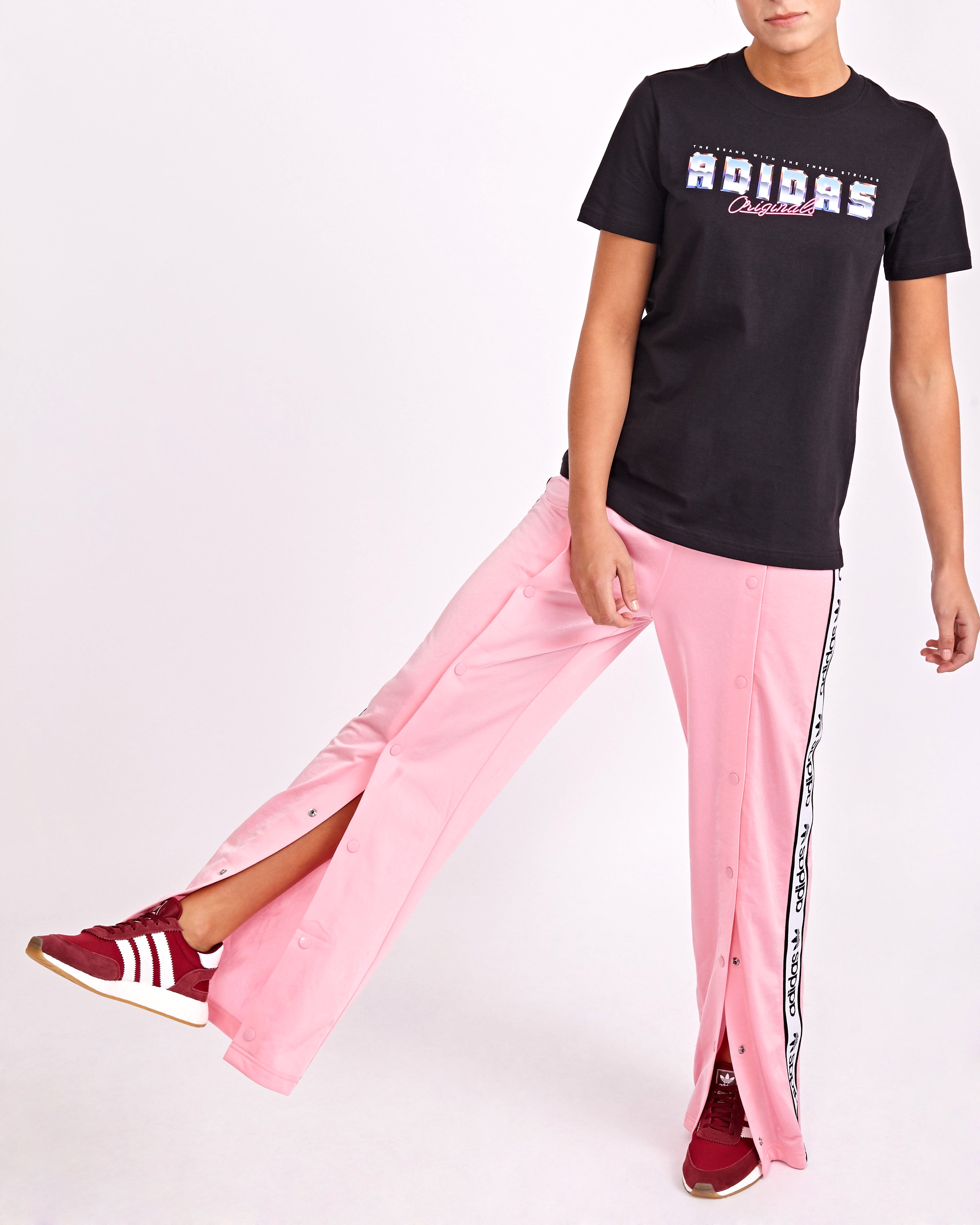 pink adidas snap pants