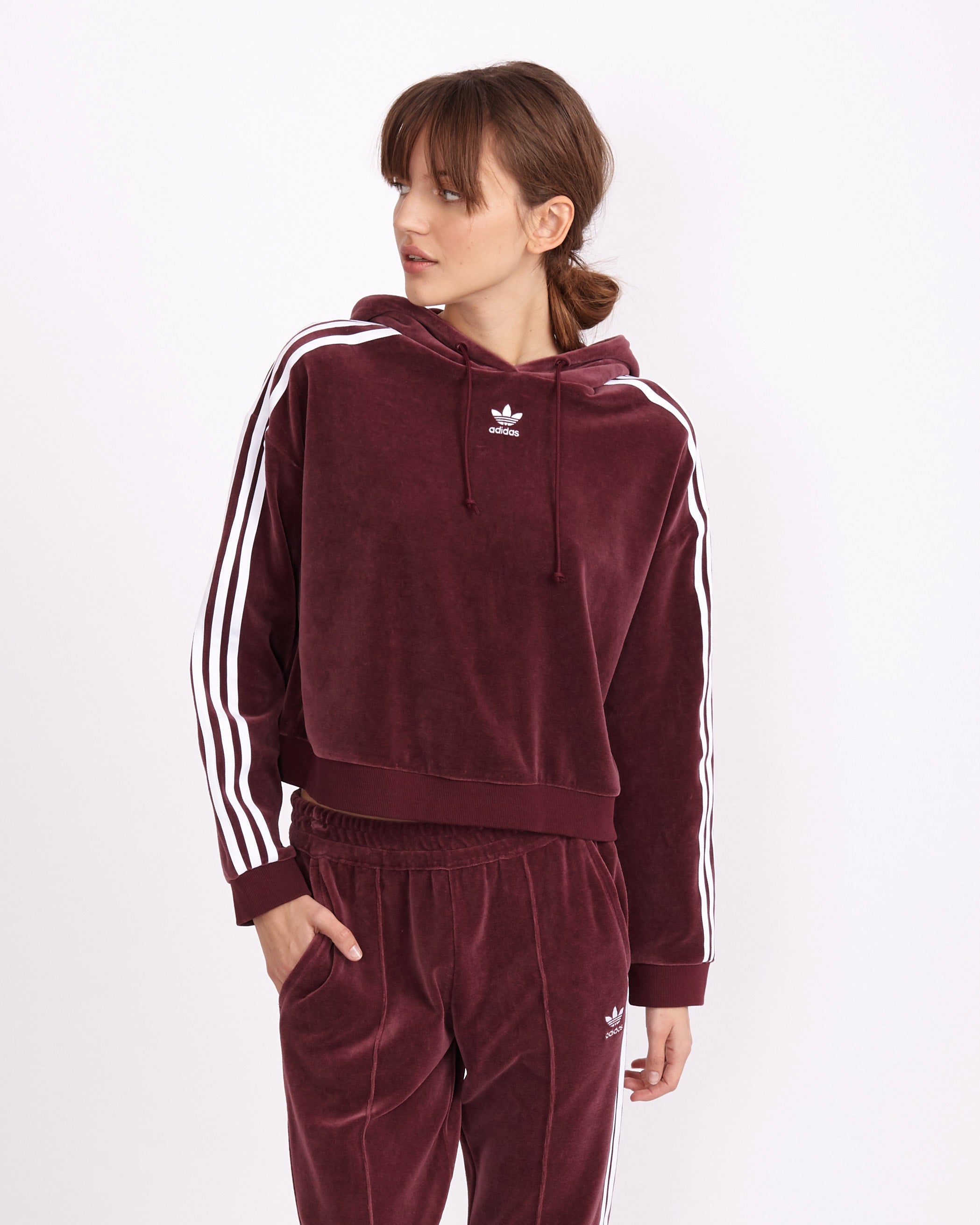 adidas velour hoodie women's