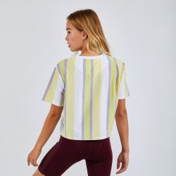 Women T-Shirts - Karl Kani Signature Stripe Crop - White-Purple-Yellow