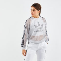 Women Sweatshirts - adidas Mesh Crew - Lgh Solid Grey-Lgh Solid Grey-Lgh Solid Grey