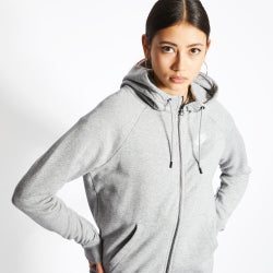 Women Hoodies - Nike Essentials Full Zip - Grey-White-Grey