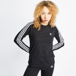 Women T-Shirts - adidas 3Stripes Longsleeve - Black-Black