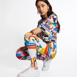Women Leggings - Puma Classic All Over Print - White-White