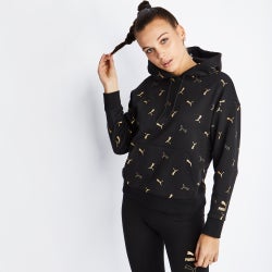 Women Hoodies - Puma Brand Love Over The Head - Black-Gold-Black