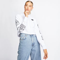 Women Hoodies - adidas Cropped Letter Hoodie - White-White