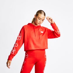 Women Hoodies - adidas Cropped Letter Hoodie - Vivid Red-Vivid Red