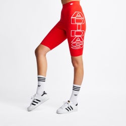 Women Shorts - adidas Mid-waist Letter Short Tights - Vivid Red-Vivid Red
