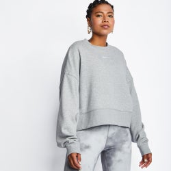 Damen Sweatshirts - Nike Essentials Trend Crew Neck - Dk Grey Heather-Base Grey-(White)
