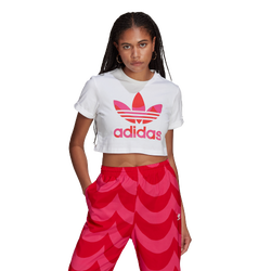 Women T-Shirts - adidas Marimekko Trefoil Infill Cropped Tee - White-White