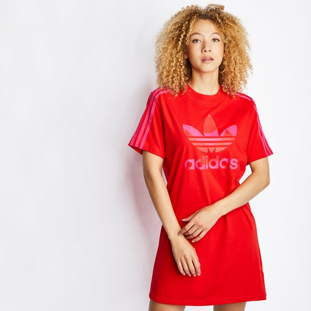adidas Marimekko Trefoil Print Infill Tee Dress - Women T-Shirts - Red - 100% Cotton - Size XS - Foot Locker