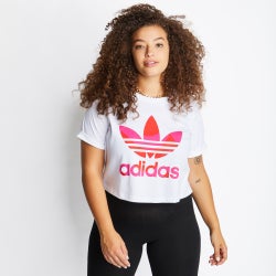 Women T-Shirts - adidas Marimekko Trefoil Infill Cropped T-shirt (Plus Size) - White-White